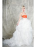 Strapless Ivory Tulle Ruffle Open Illusion Back Wedding Dress